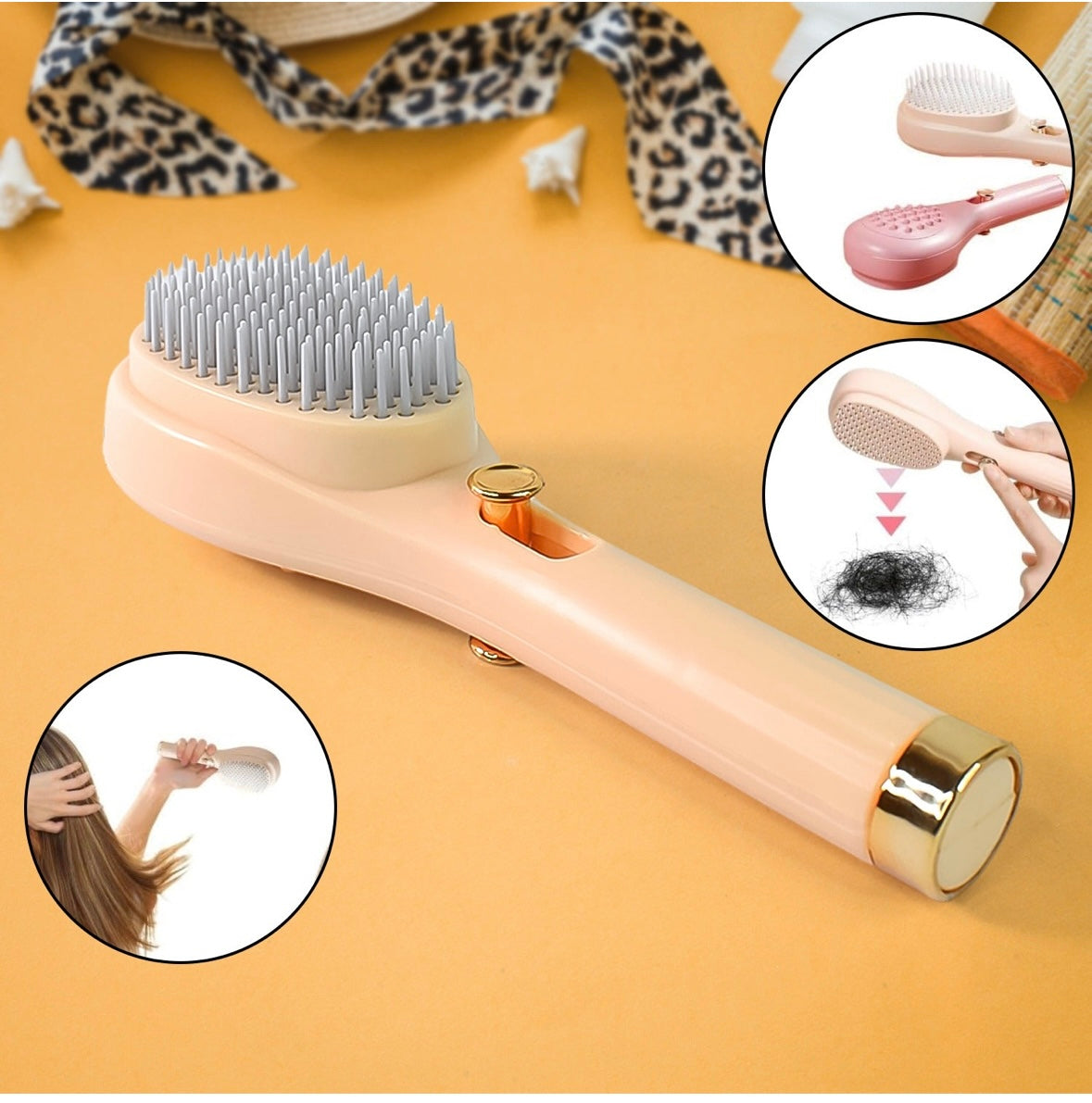Self-Cleaning Anti-Static Premium Detangling Brush