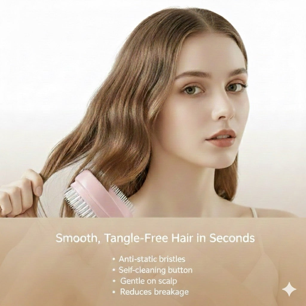 Self-Cleaning Anti-Static Premium Detangling Brush
