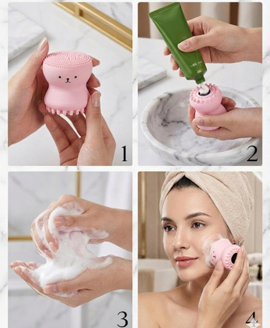 Luxury Soft-Touch OctoGlow™ Facial Cleansing & Massage Brush